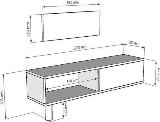 TV-Ständer Weiß M120xP30xH41cm