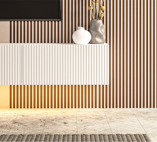 Έπιπλο TV Επιτοίχιο με Φωτισμό Led Λευκό 180x31x28εκ. Έπιπλο TV Επιτοίχιο με Φωτισμό Led Λευκό 180x31x28εκ.