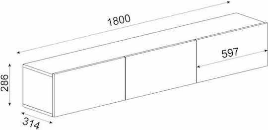 Έπιπλο Τηλεόρασης με Φωτισμό LED Λευκό Μ180xΠ31xΥ28cm