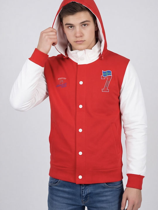 Men's Cardigan Hooded Red
