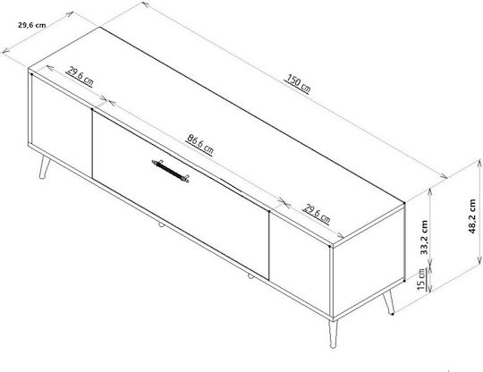 Έπιπλο Τηλεόρασης Πολύχρωμο Μ150xΠ30xΥ15cm