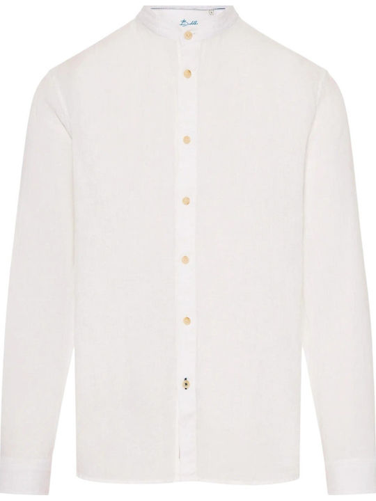 Long Sleeve Linen Shirt in Regular Fit White
