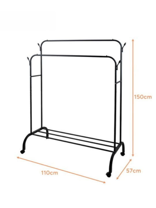 Kremastră De Podea Pe Roți Din Metal Neagră 150x110cm
