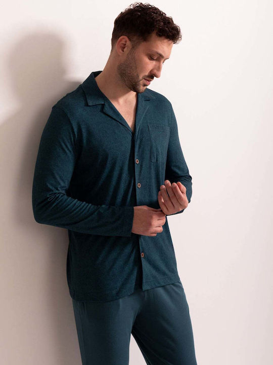 Sofiaman Pantaloni De Pijamale Bărbătești De Vară Din Bumbac Verzi
