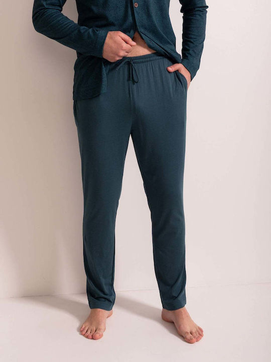 Sofiaman Pantaloni De Pijamale Bărbătești De Vară Din Bumbac Verzi