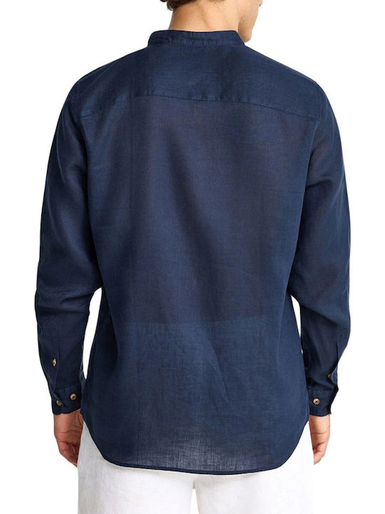 Funky Buddha Leinen-Herrenhemd Marineblau