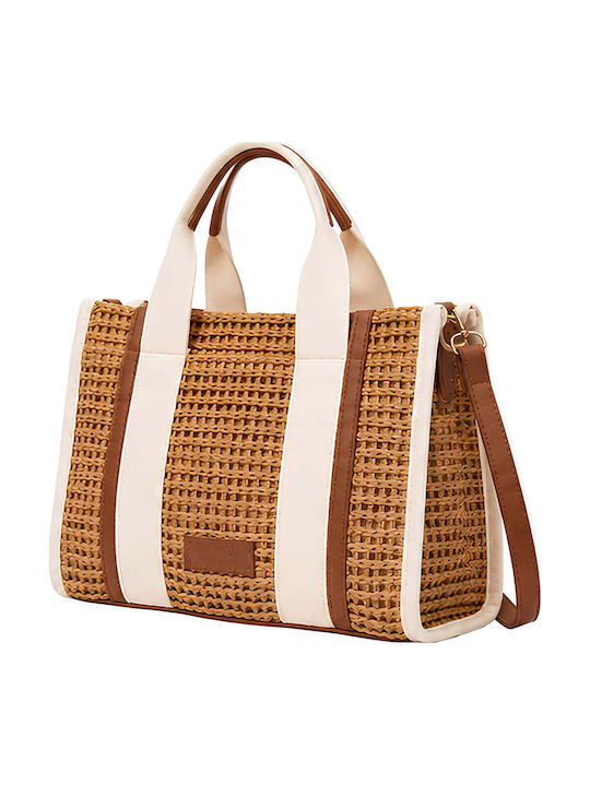 Gallantry Cabas Handbag Women Style Rafia Chic Detachable Strap Brown Beige