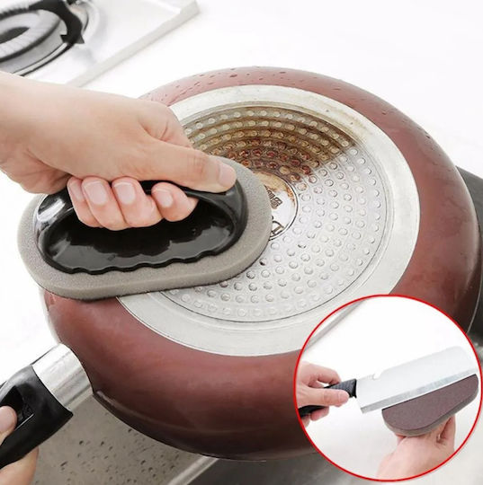 Magic Abrasive Kitchen Sponge Plastic Handle 14 X 5 Cm Black