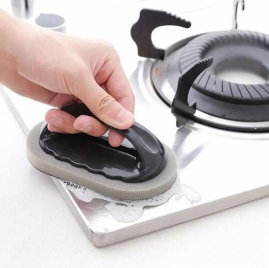 Magic Abrasive Kitchen Sponge Plastic Handle 14 X 5 Cm Black