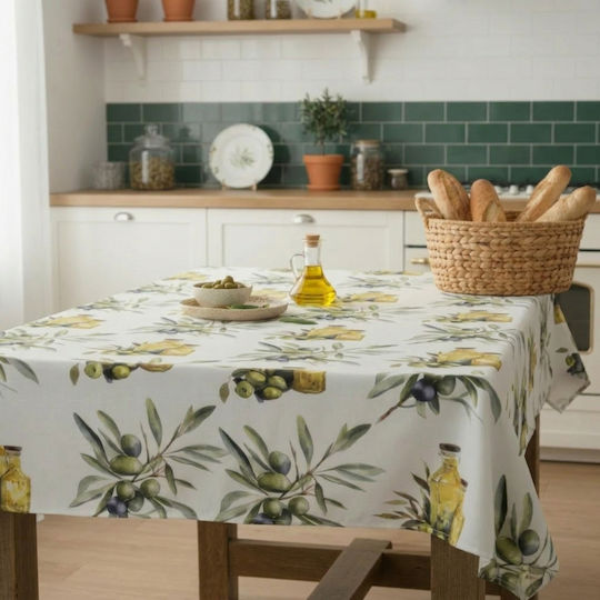 Τραπεζομάντηλο Βαμβακερό Αλέκιαστο Olive 140x180εκ.