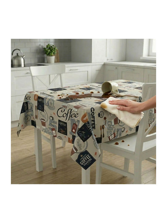 NufJoy Baumwoll Tischdecke Fleckabweisend Kaffee 140x180cm