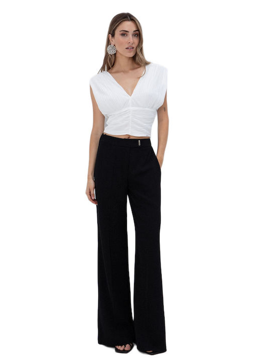 Pantaloni Dama Tesatura Evazati Negri