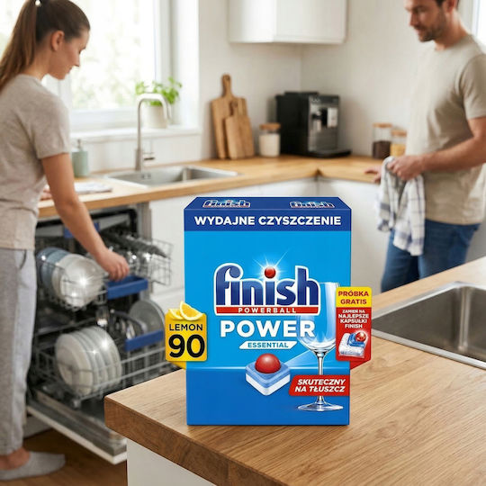 Finish Finish Powerball Power Essential Lemon Ταμπλέτες Πλυντήριο Πιάτων 90 Τεμάχια