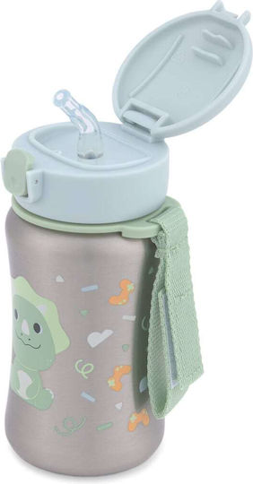 Skip Hop Stainless Steel Kids Water Bottle Dinosaurs with Straw Green 350ml