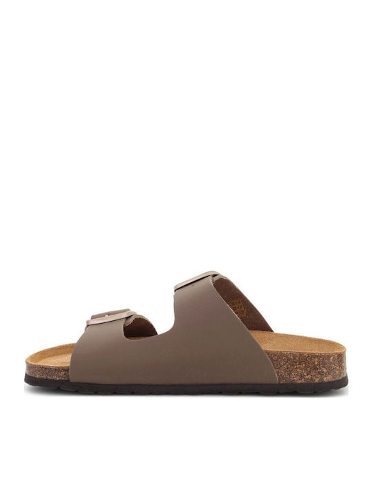 Leather Women's Flat Sandals Beige