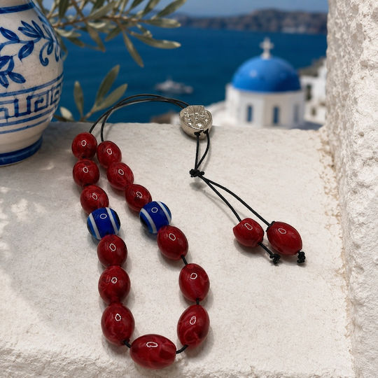Panora Worry Beads with 2 Beads Made of Red Resin