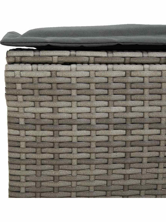 Fotoliu De Exterior Din Rattan Gri Cu Pernă 4 Bucăți