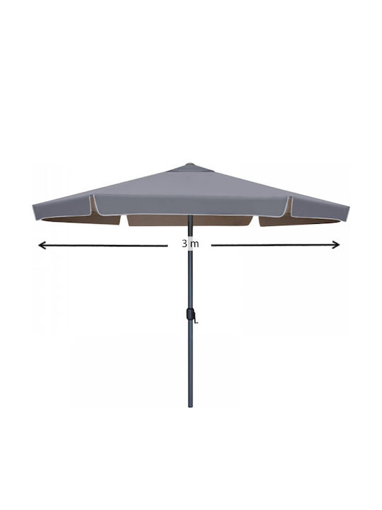 Professional Circular Aluminum Grey Garden & Terrace Parasol Φ3m