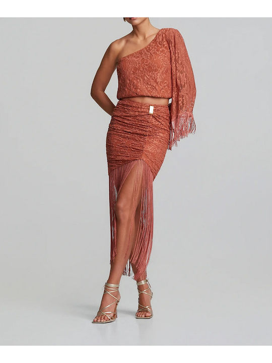 Women's One Shoulder Blouse Terracotta