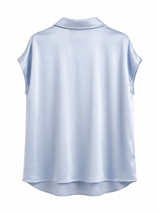 Women's Light Blue Set with Trousers with Elastic Band