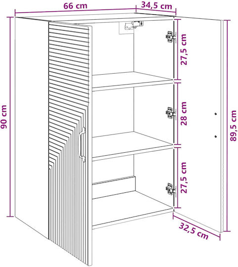 Καπνισμένο Ξύλο Δρυός 66x34.5x90εκ.