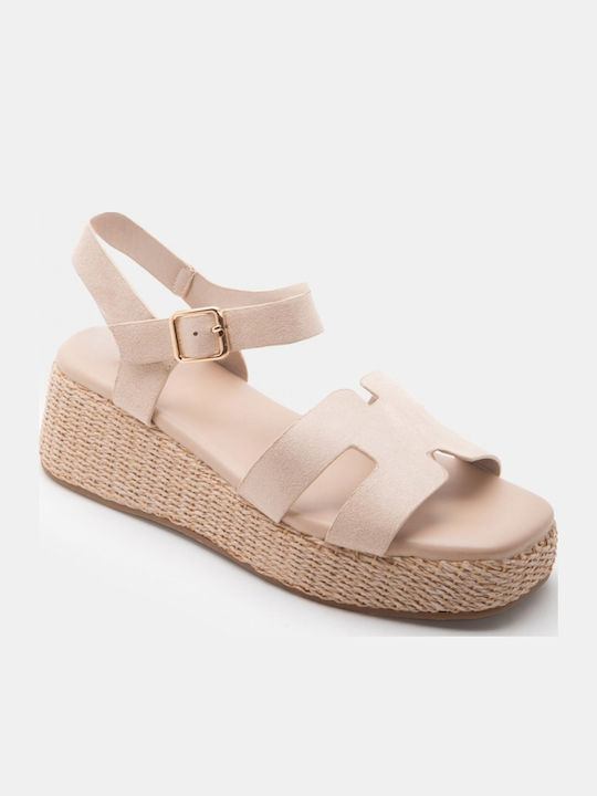 Summer Women's Platform Shoes In Espadrille Style Beige