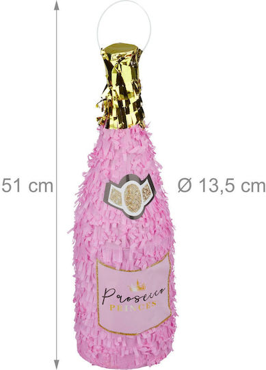 Pinata Petrecere Sticlă De Șampanie Roz Auriu 51x13.5cm Set Băț Mască