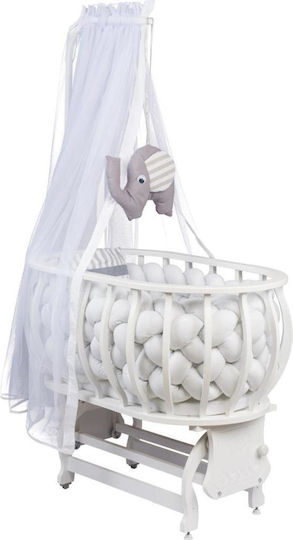 SteweHome Cradle with Mattress and Wheels White
