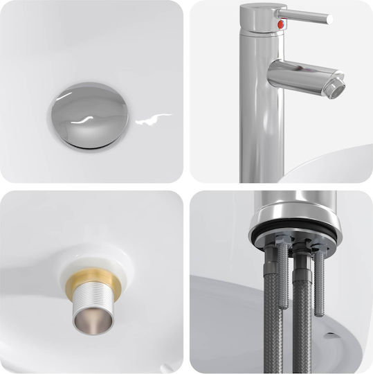 vidaXL Επικαθήμενος Νιπτήρας Πορσελάνης 38.5x38.5x16cm vidaXL Επικαθήμενος Νιπτήρας Πορσελάνης 38.5x38.5x16cm