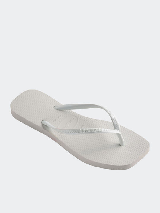 Slim Square Flip Flops in White Colour