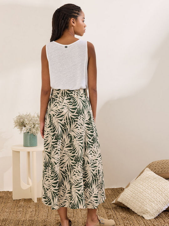 Midi Φούστα Floral Χακί