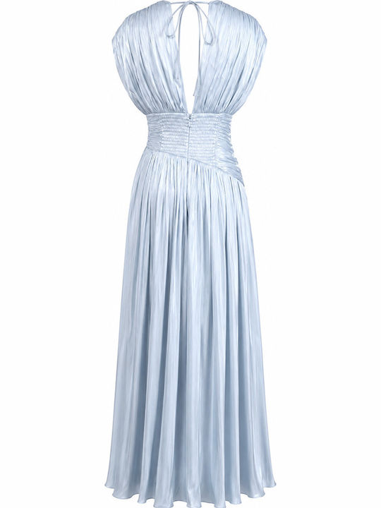 Summer Maxi Dress for Wedding Christening Open Back Light Blue