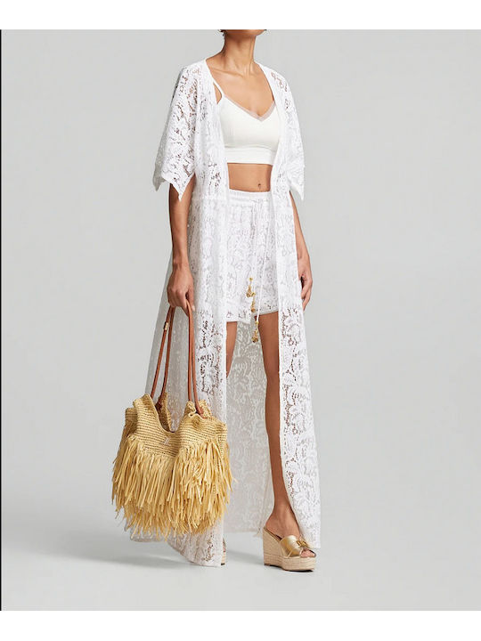 Lynne Damen Maxi Kaftan Strand Weiß
