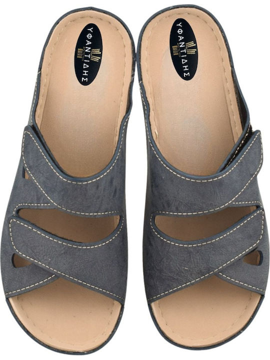 Damen Anatomische Flache Sandalen Blau