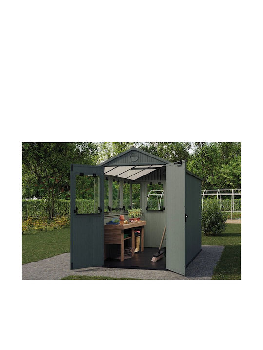 Plastic Garden Shed Premier Green L1.9xW2.44xH2.21m