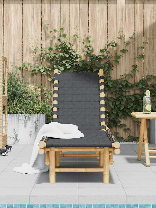 Bamboo Garden & Pool Deckchair Black 199x55x30cm