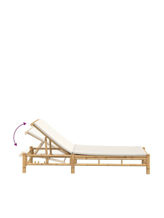 Bambus-Garten- und Pool-Liegestuhl mit Kissen Weiß 199x55x30cm