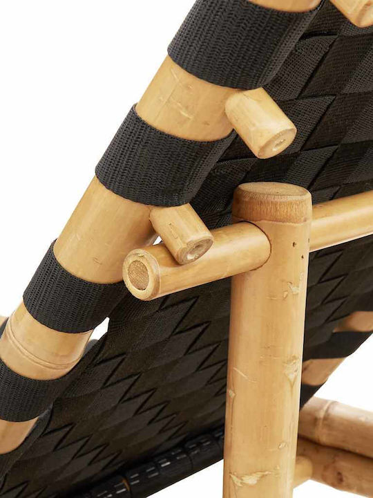 Bamboo Garden & Pool Deckchair Black 199x55x30cm