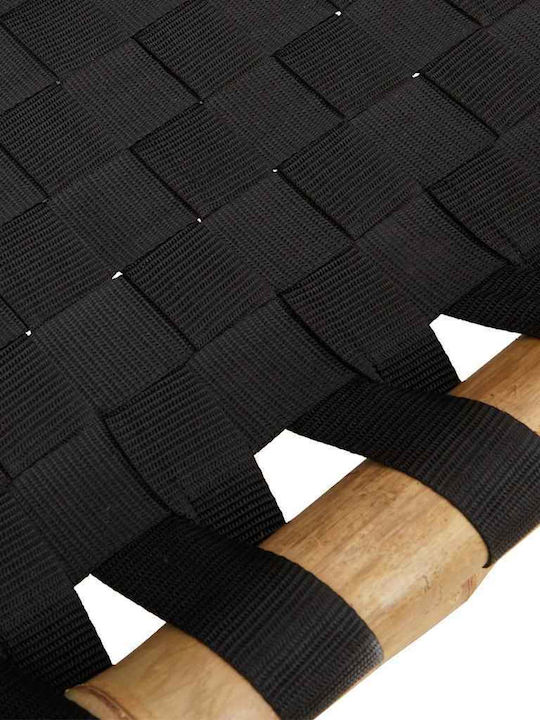 Bamboo Garden & Pool Deckchair Black 199x55x30cm