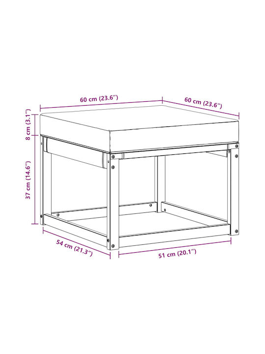 Scaun De Grădină Din Lemn Cub Pentru Exterior Cu Pernă Albă 59x59x37cm