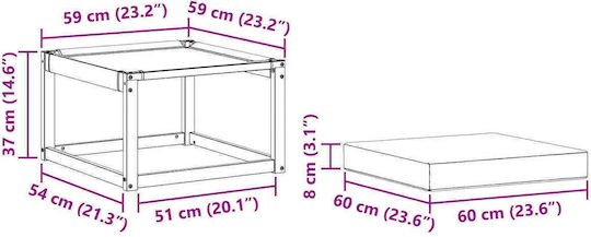 Wooden Garden Stool Cube Outdoor with Cushion White 59x59x37cm