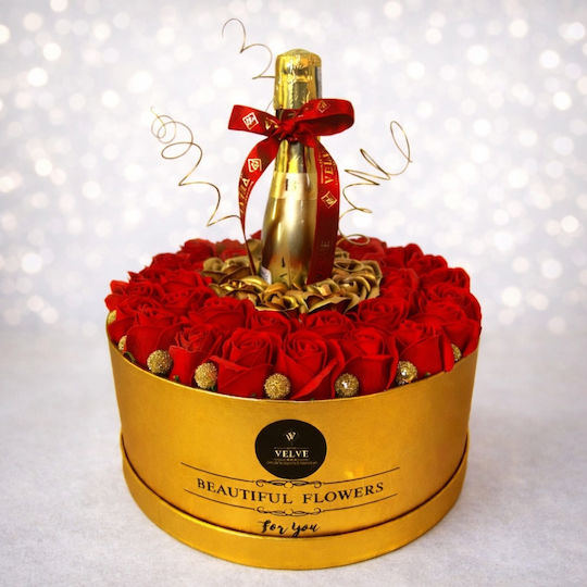 Eternal Love – Casetă Cadou Romantică 43 Trandafiri Săpun Bottega Gold Prosecco