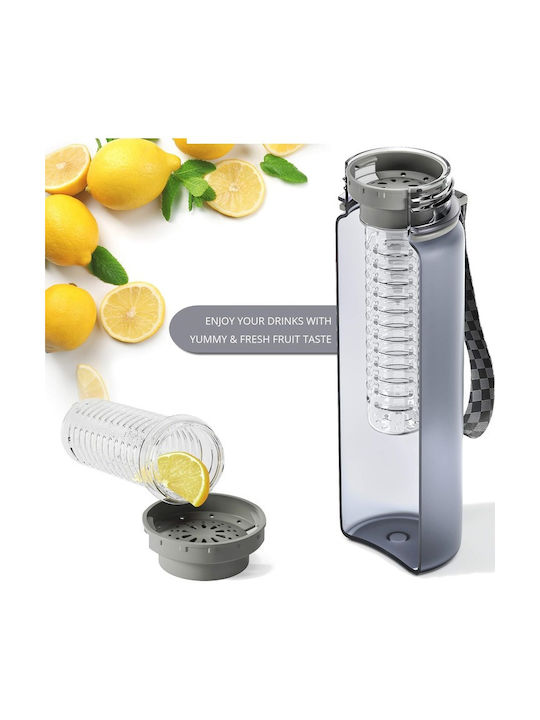 Premium Sport Wasserflasche Kunststoff 1000ml Grau