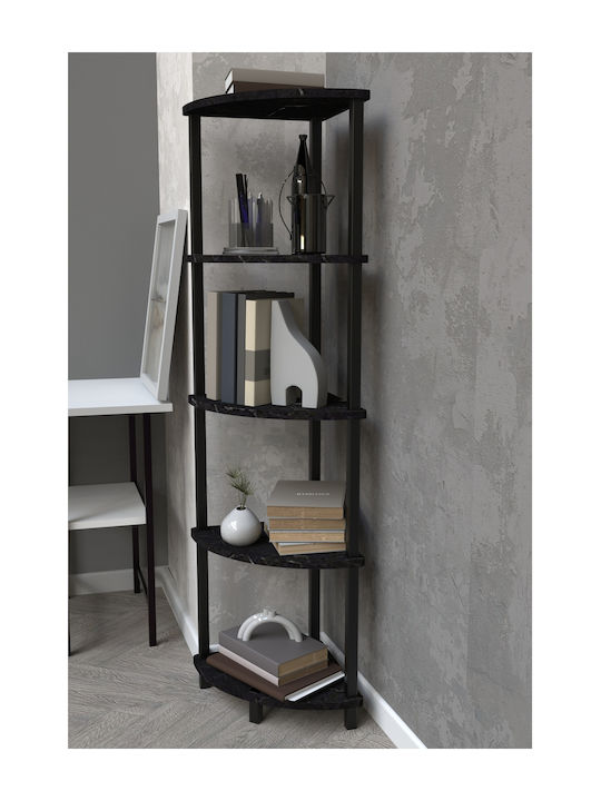 Γωνιακή Βιβλιοθήκη Μαύρη 35x35x145εκ.