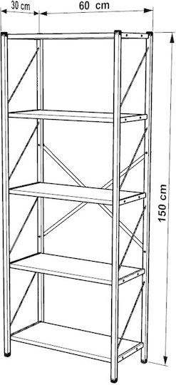 Βιβλιοθήκη Μαύρη 150x30x150εκ.