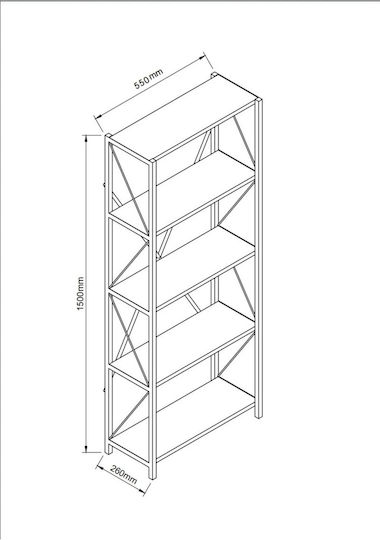 Bücherregal Braun 56x26x150cm