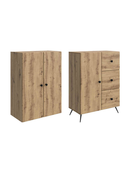 Wall Living Room Cabinet Made of Particle Board in Oak 66x34.5x90cm
