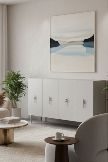 Μπουφές Ξύλινος Λευκός 120x32x75cm