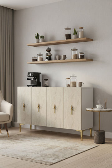 Wooden Sideboard White 120x32x75cm