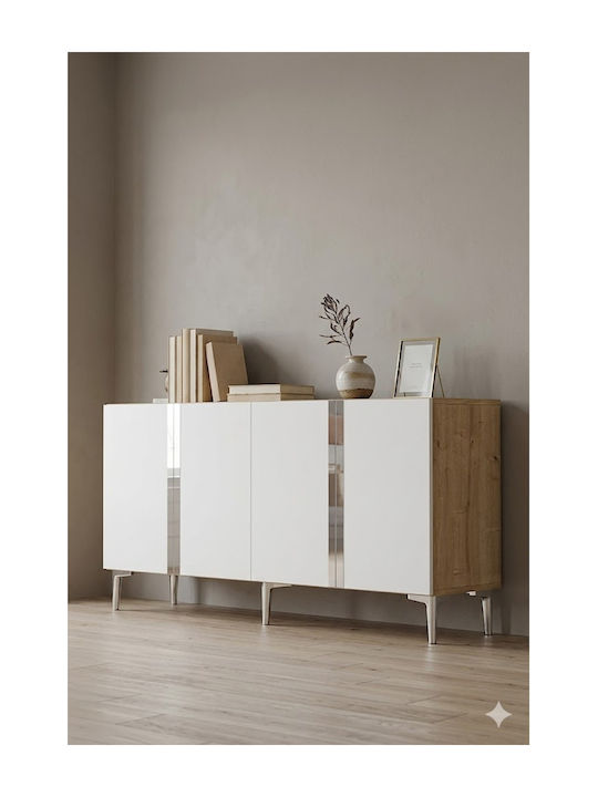 Wooden Sideboard Silver 150x32x75cm